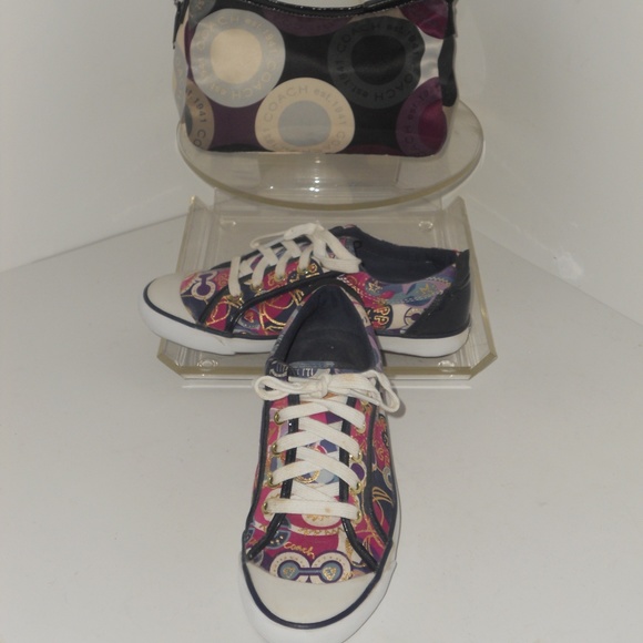 COACH SIGNATURE PRINT MULTI-COLOR SHOES AND PURSE - Picture 8 of 8